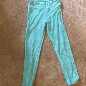 LulaRoe Green and white striped leggings